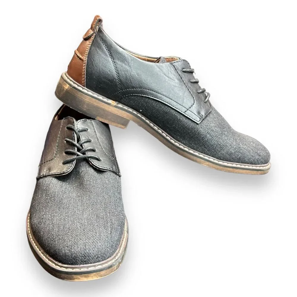 Madden Mens M-Dynamo Oxford Shoes‎ Black Denim Lace Up Round Toe Size 9